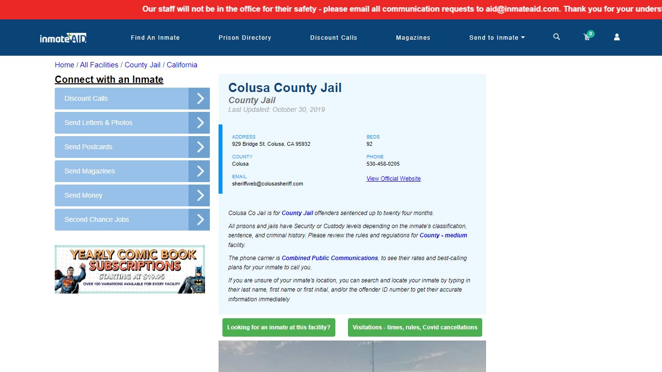 Colusa County Jail - Inmate Locator - Colusa, CA