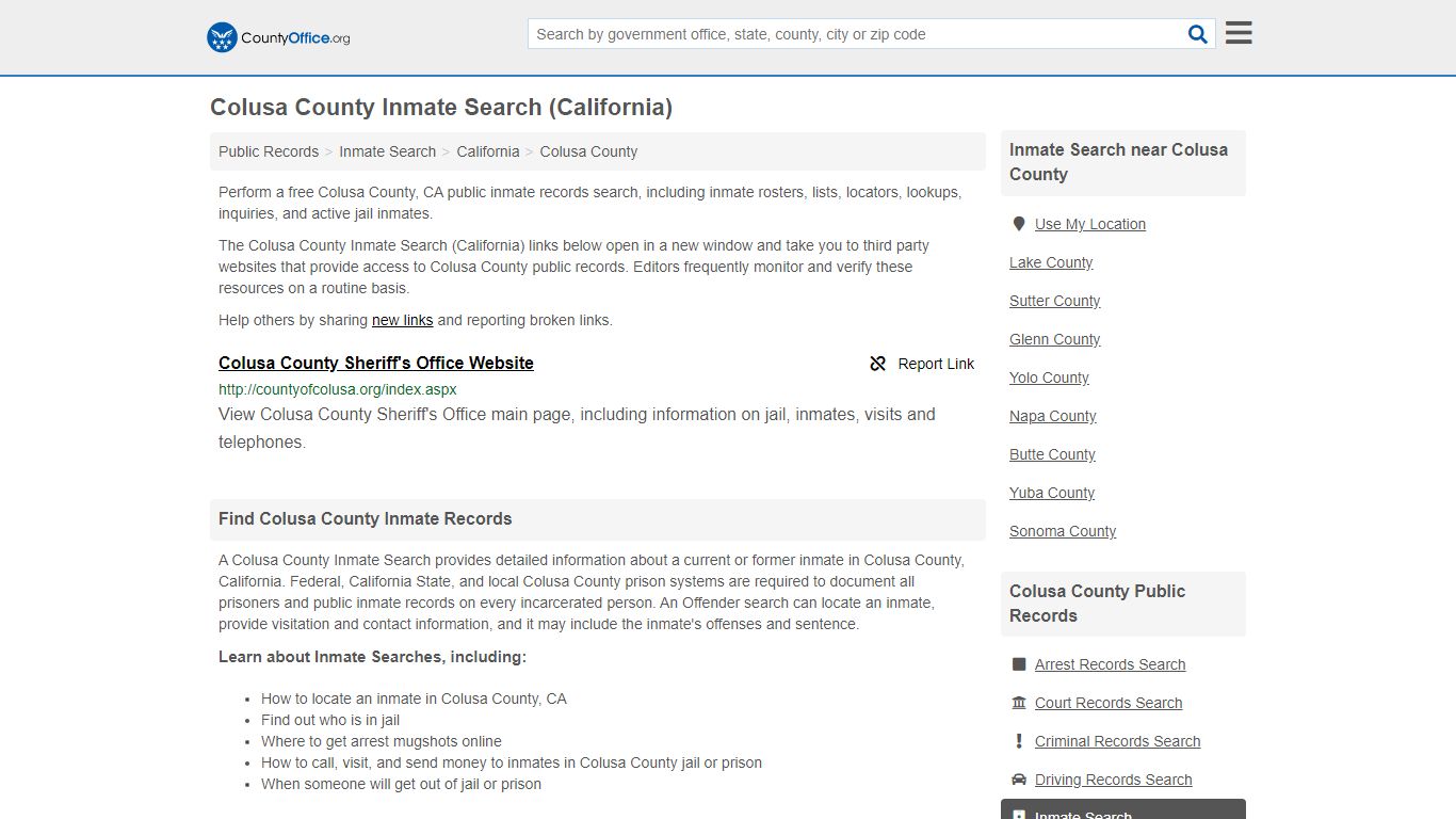 Inmate Search - Colusa County, CA (Inmate Rosters & Locators)